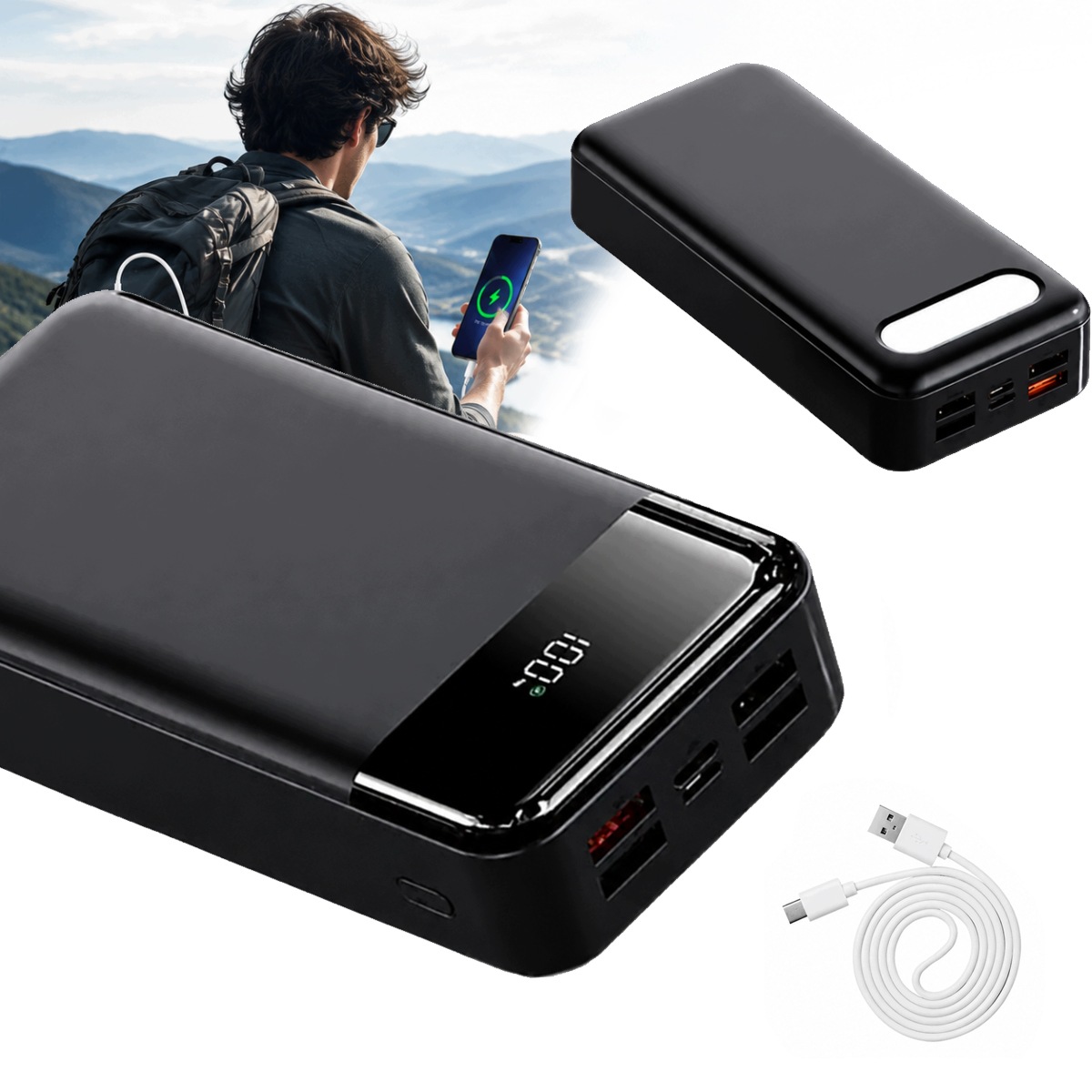 Power Bank Mocny Szybki Pojemny 50000MAH Usb-c Pd 22.5W Bezpieczny