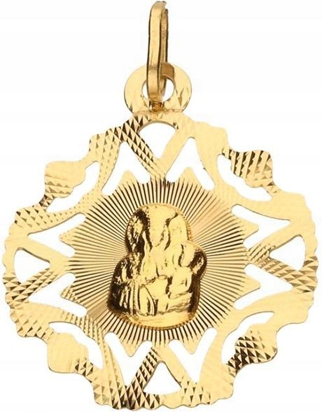 Zlatý medailonek 585 Panna Maria Čenstochovská 0,9 g Svaté Přijímání suvenýr přívěsek