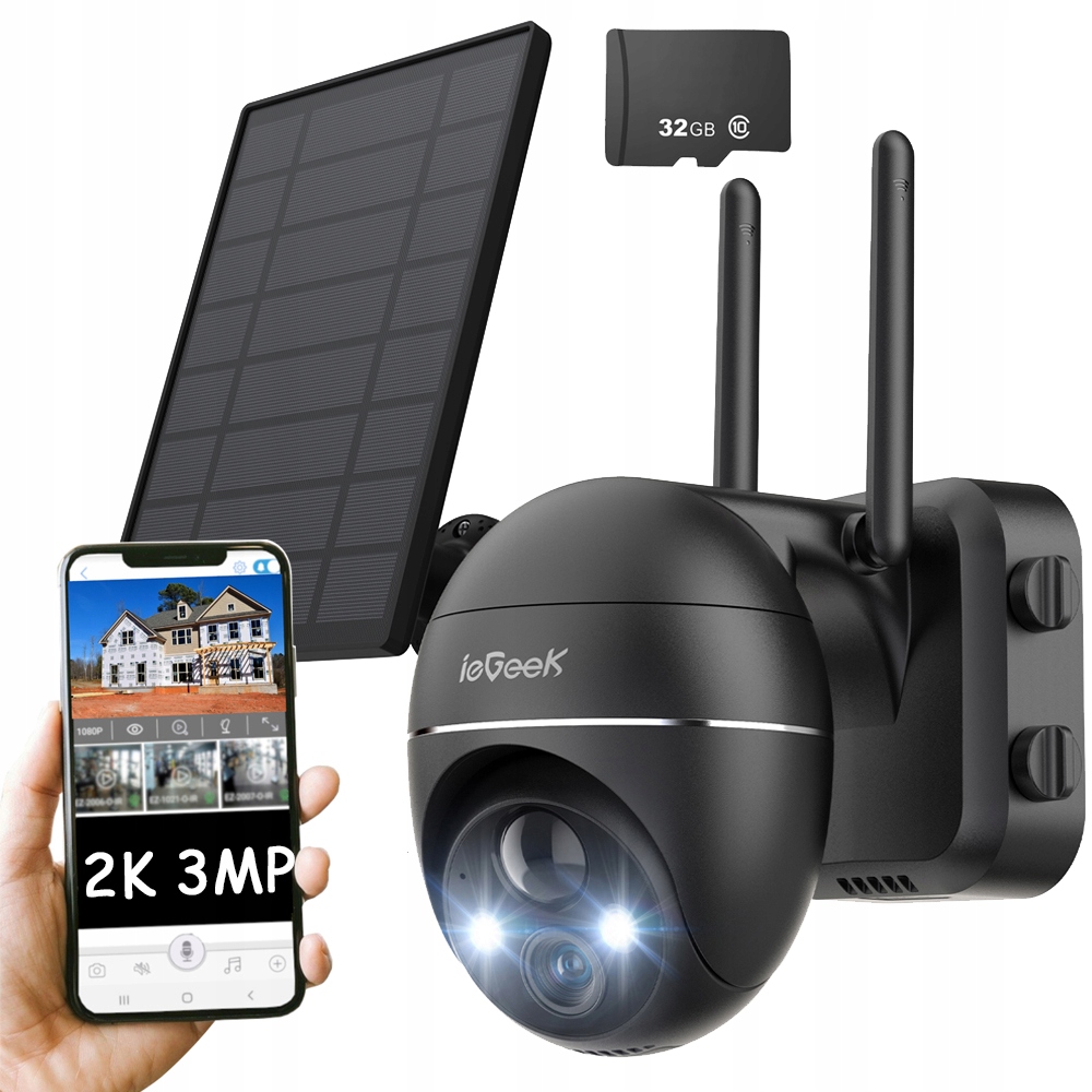 

Kamera Solarna Zewnętrzna WiFi Obrotowa 3MP 32GB