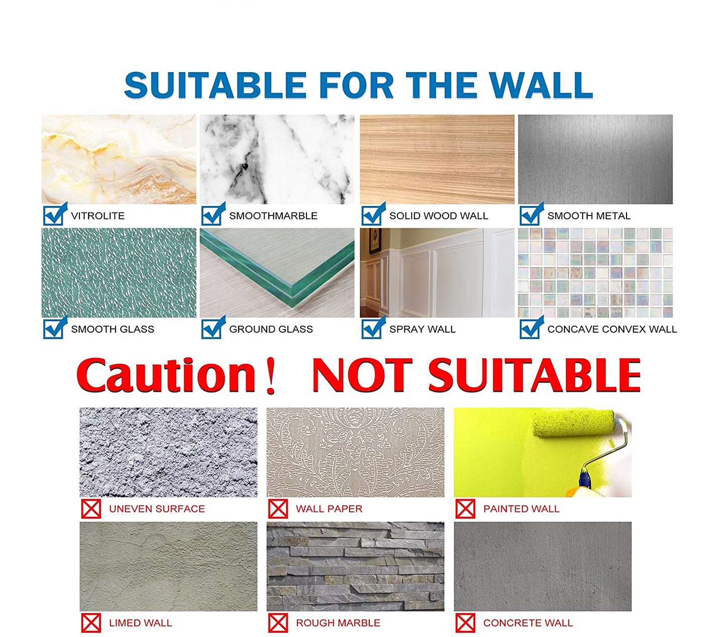 2x Półka prysznicowa Bez dziurkowania Biały 50cm Grubość półki 2 mm