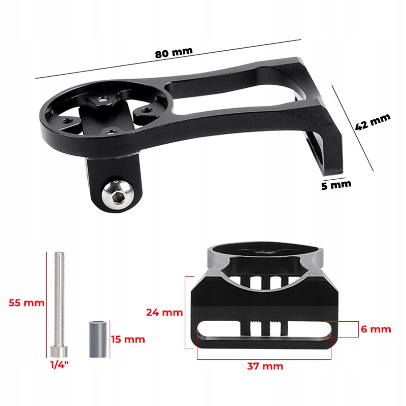 Aluminiowy uchwyt na mostek do Garmin Edge Varia Bryton GoPro Stan opakowania oryginalne