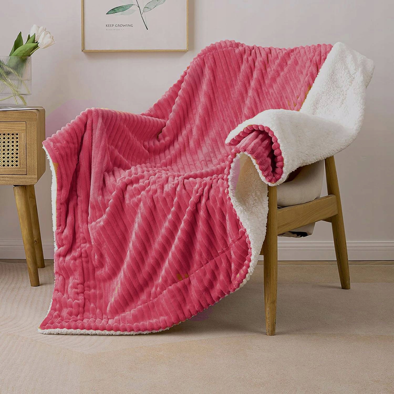 Miulee Útulná tlustá sametová deka 125 x 150 cm růžová