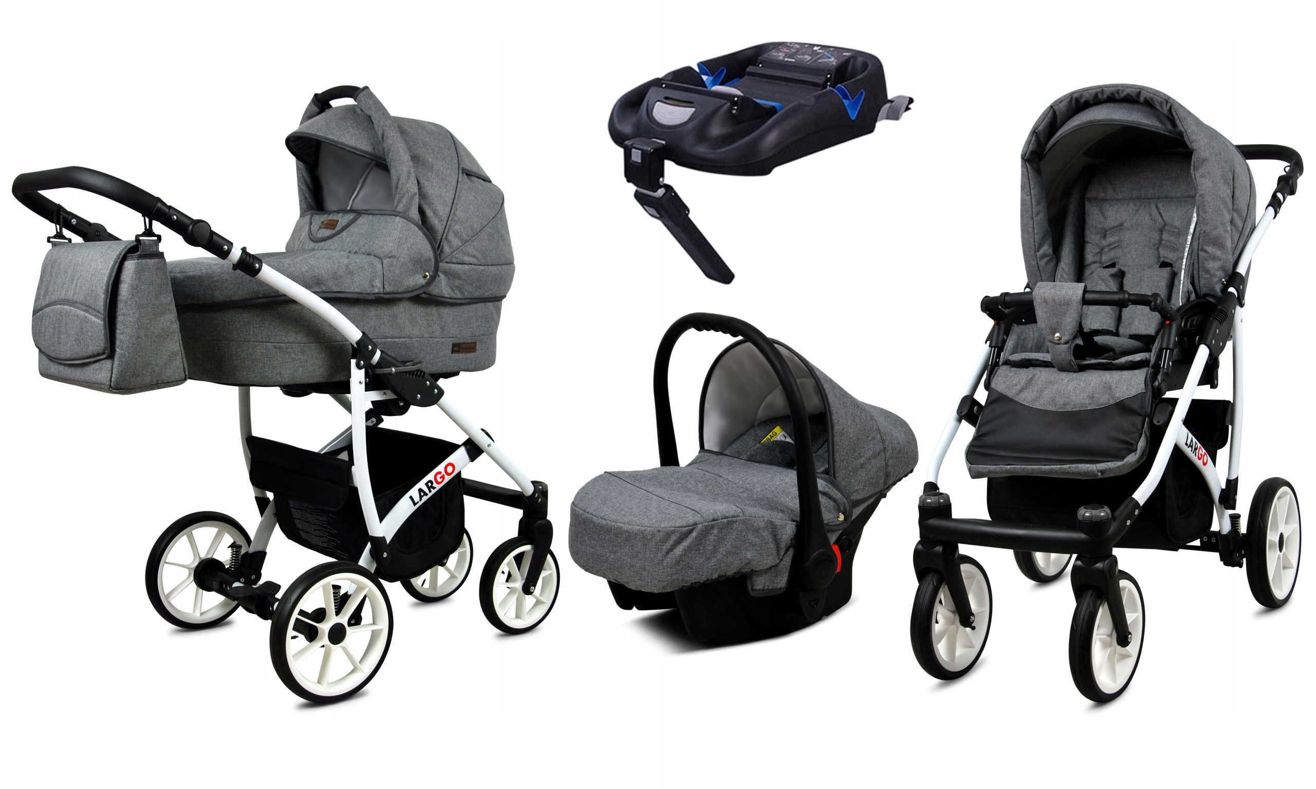 

Wózek 4w1 dziecięcy BabyLux Largo baza Isofix