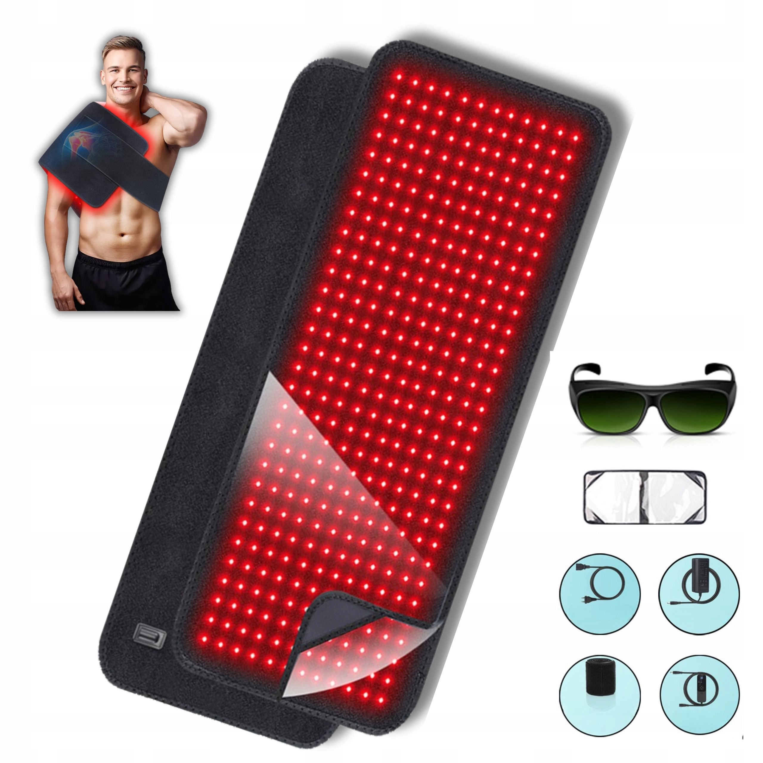 MATA DO TERAPII ŚWIATŁEM CZERWONYM LAMPA PODCZERWIEŃ LECZNICZA 360 DIOD LED