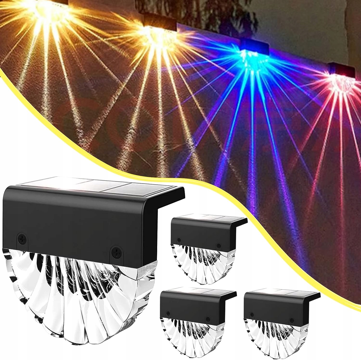 Solární Led zahradní lampy 4 ks IP65 2 režimy – teplá/barevná