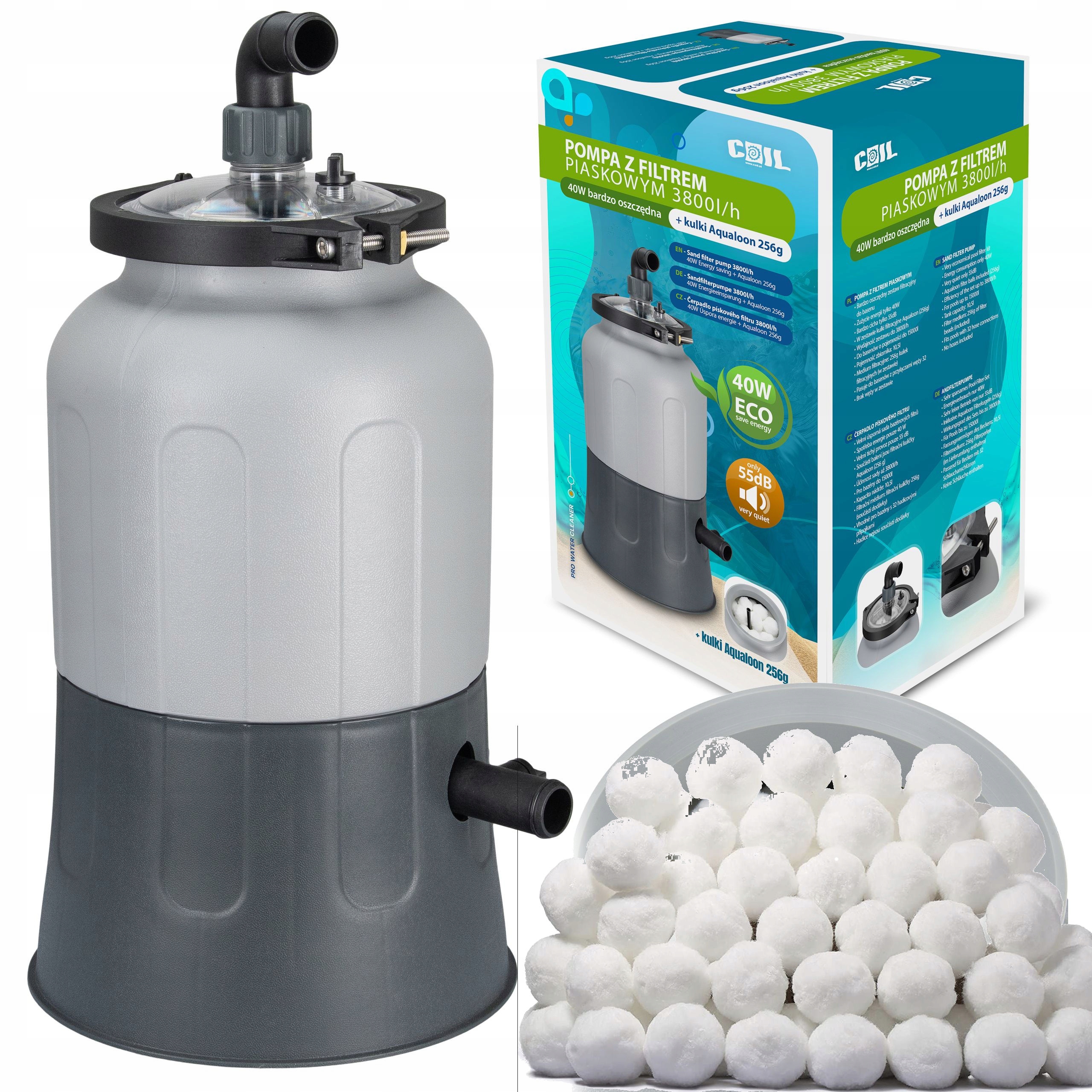 Filtrační Čerpadlo Do Bazénu Pískové 3800 l/h Úsporné pouze 40 W Tiché Coil