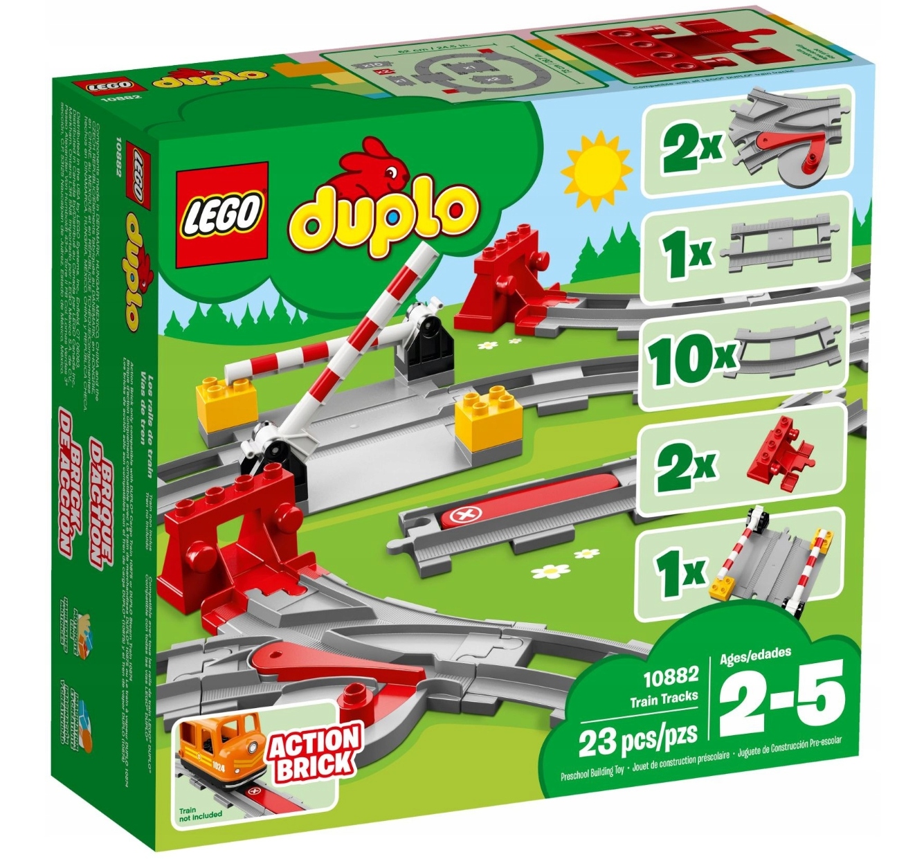 LEGO DUPLO 10882 Tory Zwrotnice Szlabany Przejazd