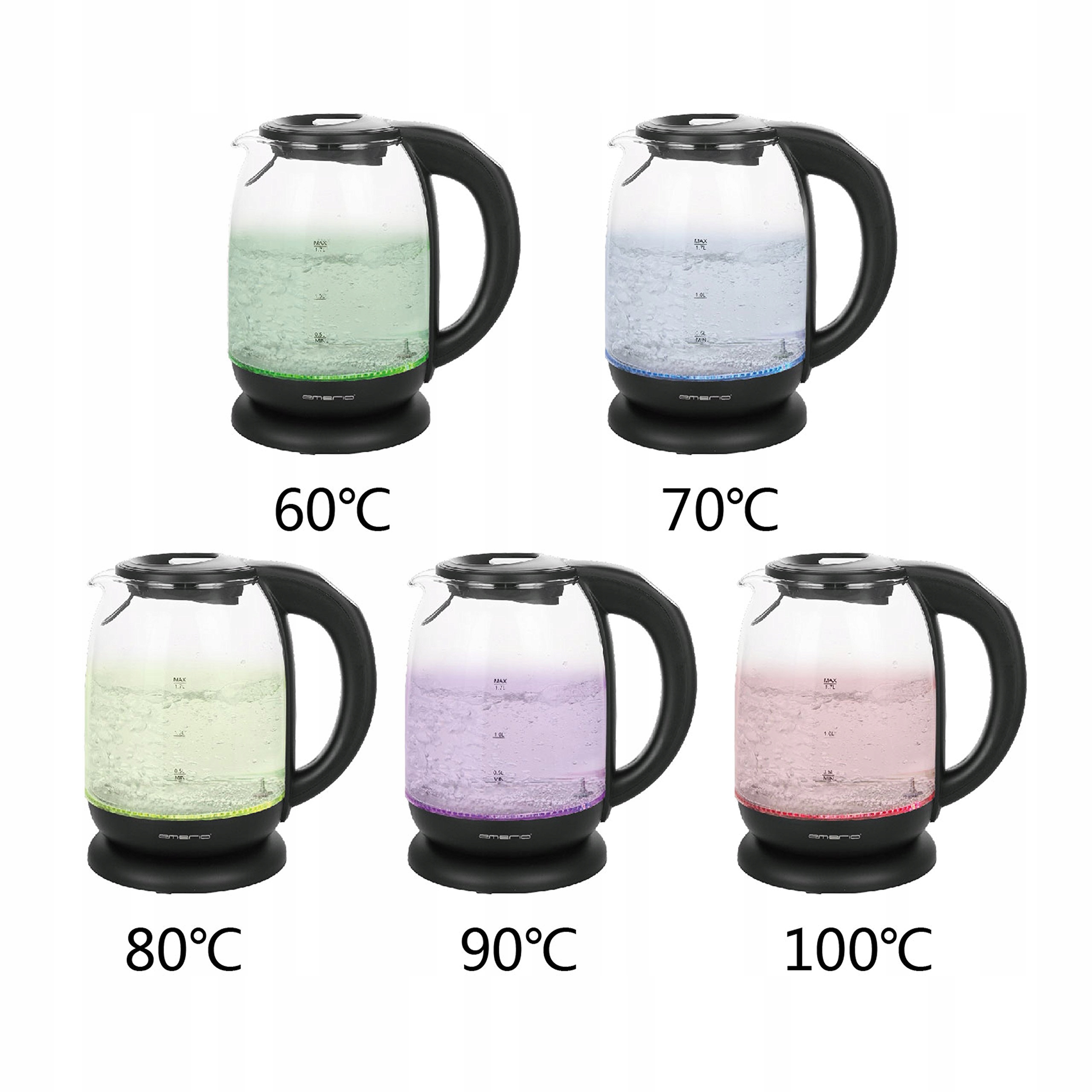 EMERIO Czajnik Szklany Borokrzemowy Z Regulacją Temperatury 2200W — miniatura 5