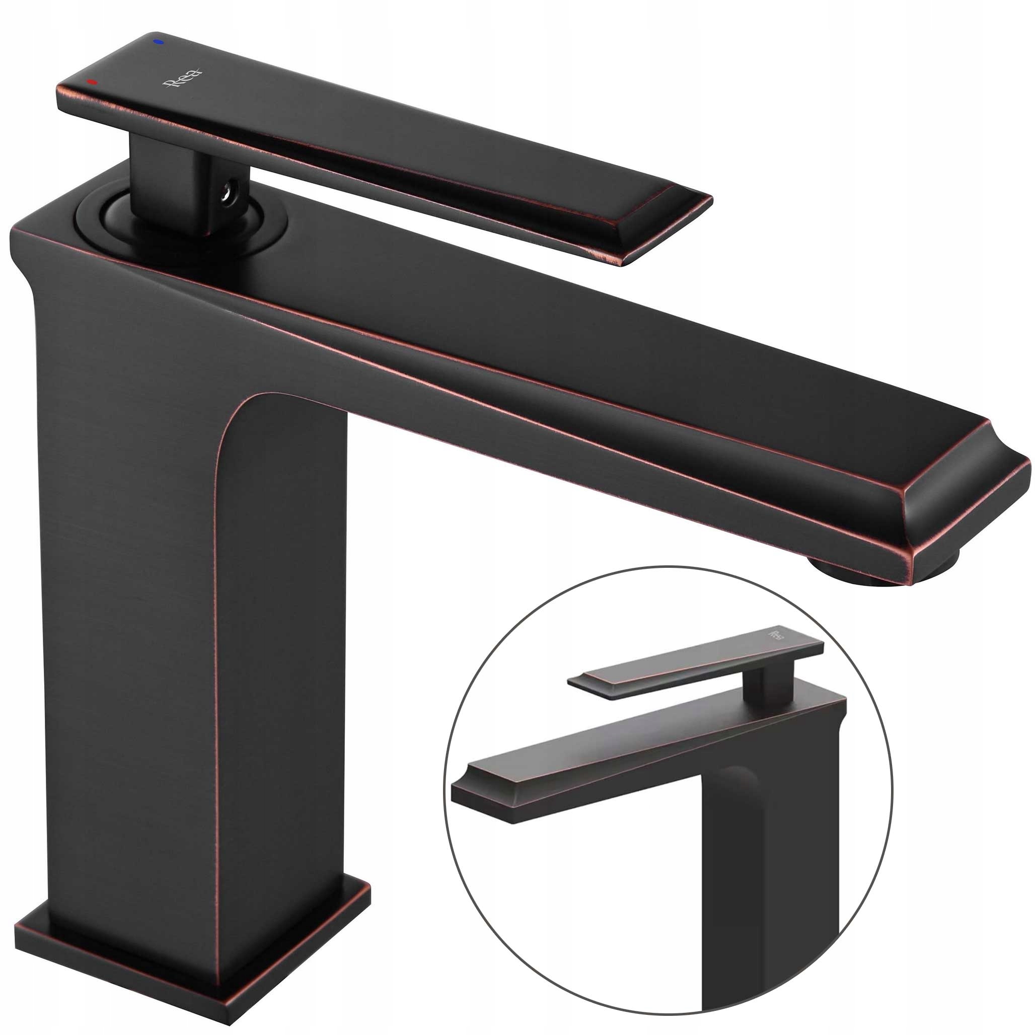 Umývadlová batéria čierna nízka Rea Romano nízka starnúca do umývadla