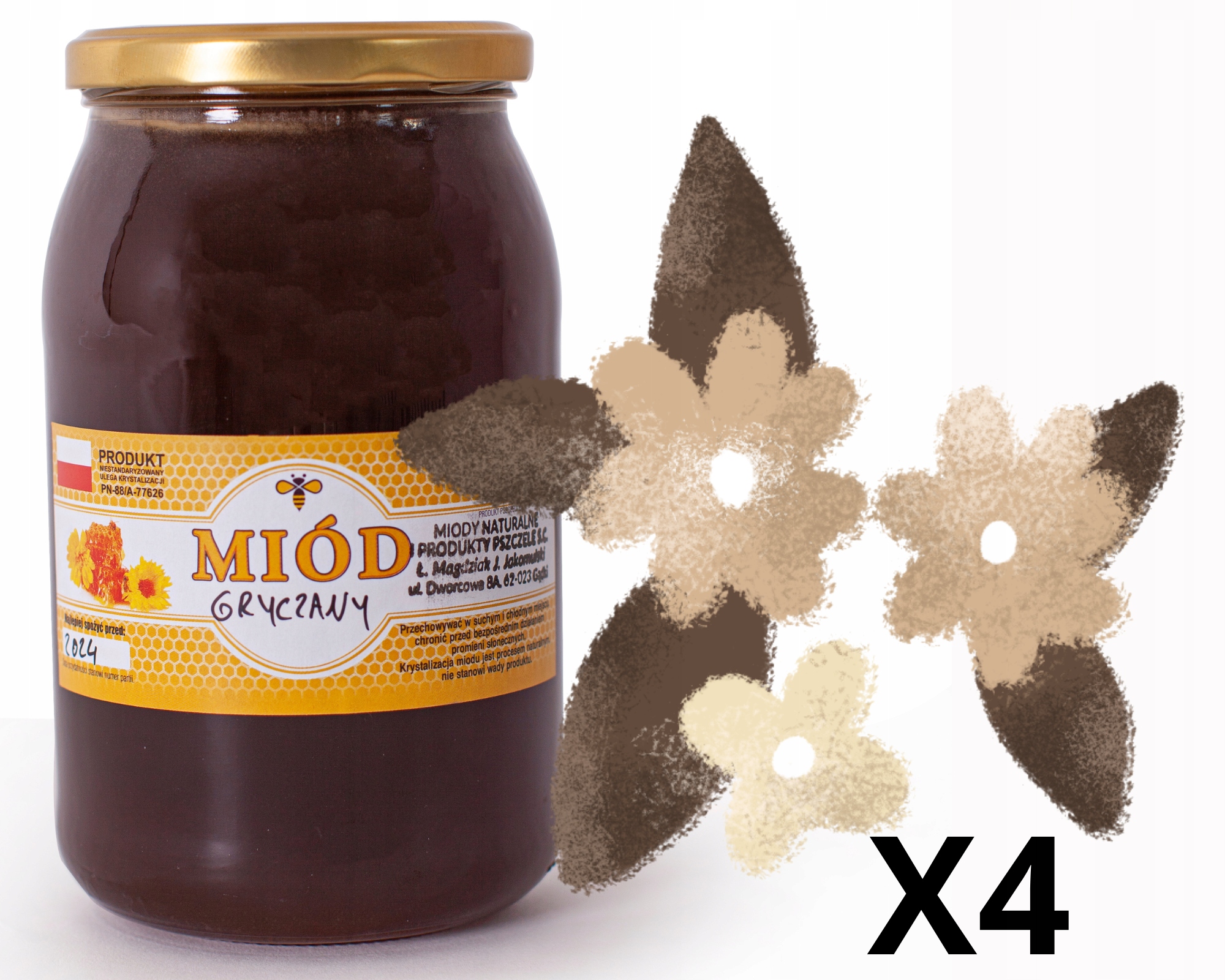 Pohankový med 4x 1KG – Intenzivní pohanka