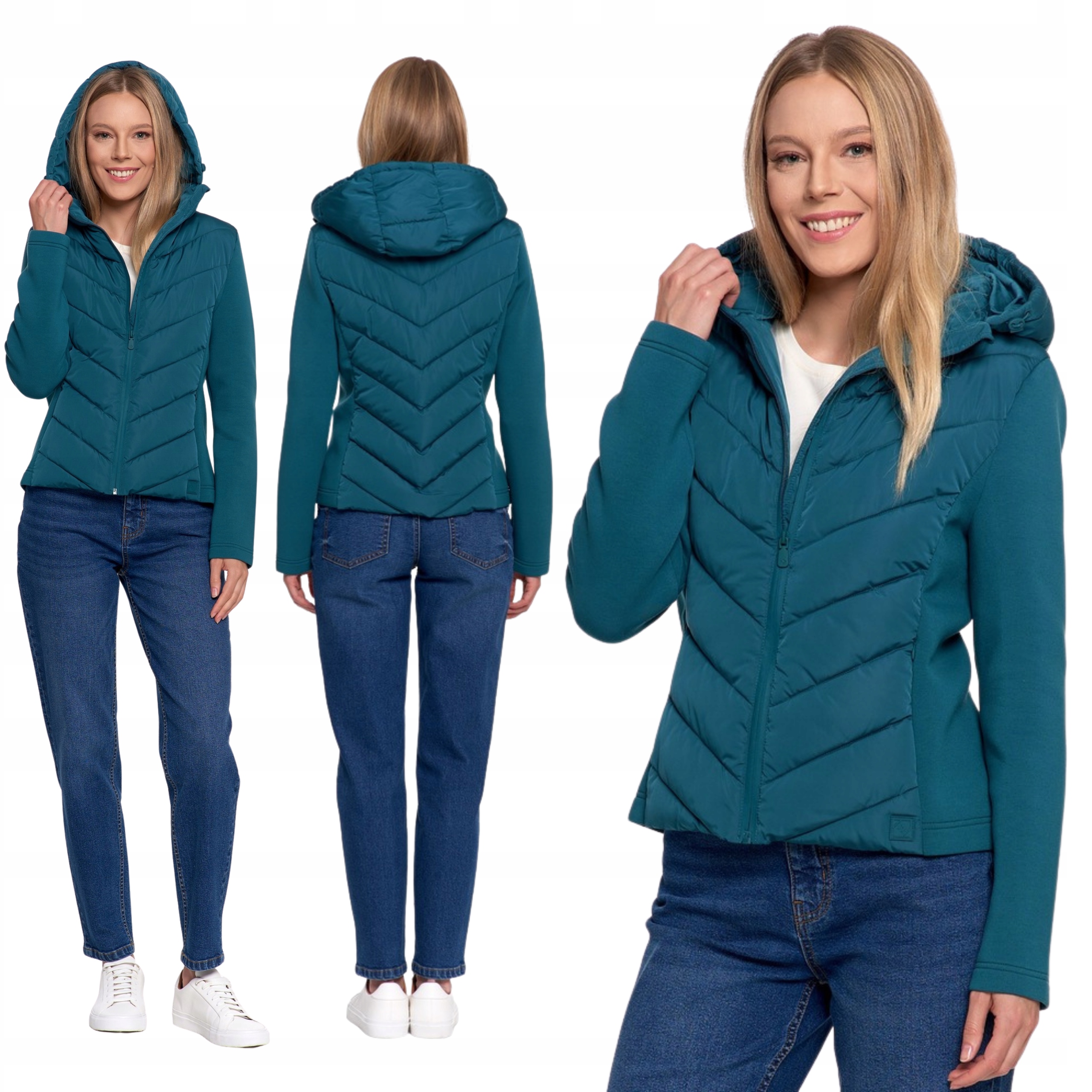 Krótka Kurtka Damska Przejściowa Z Kapturem Na Jesień Ciepła Moraj M