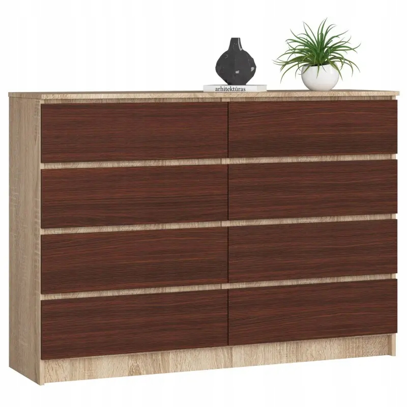 

Duża komoda do sypialni sonoma 140 8 szuflad wenge