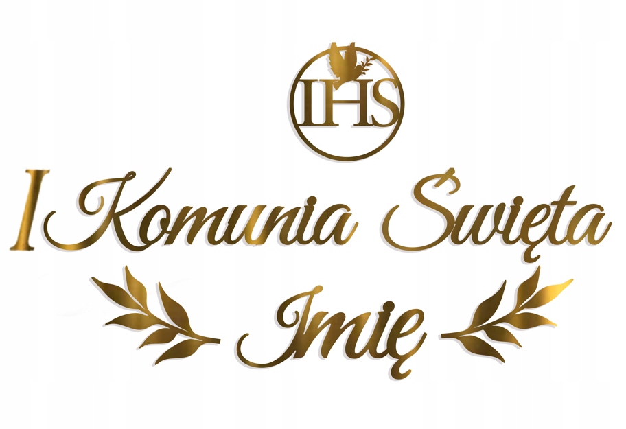 BANER GIRLANDA KOMUNIA ŚW dekoracje KOMUNIA ŚWIĘTA + IMIĘ ZŁOTY kod