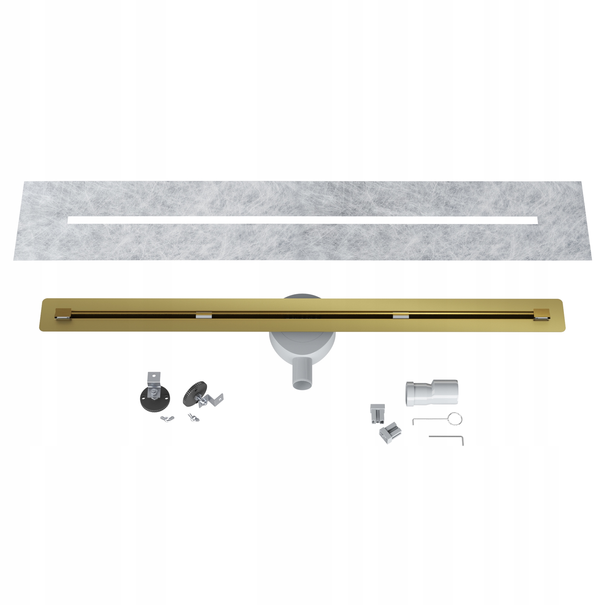 Lineárny Odtok Pod Dlažbu 100 cm Luno Oceľový Sifón Sprchová Vanička Zlatá