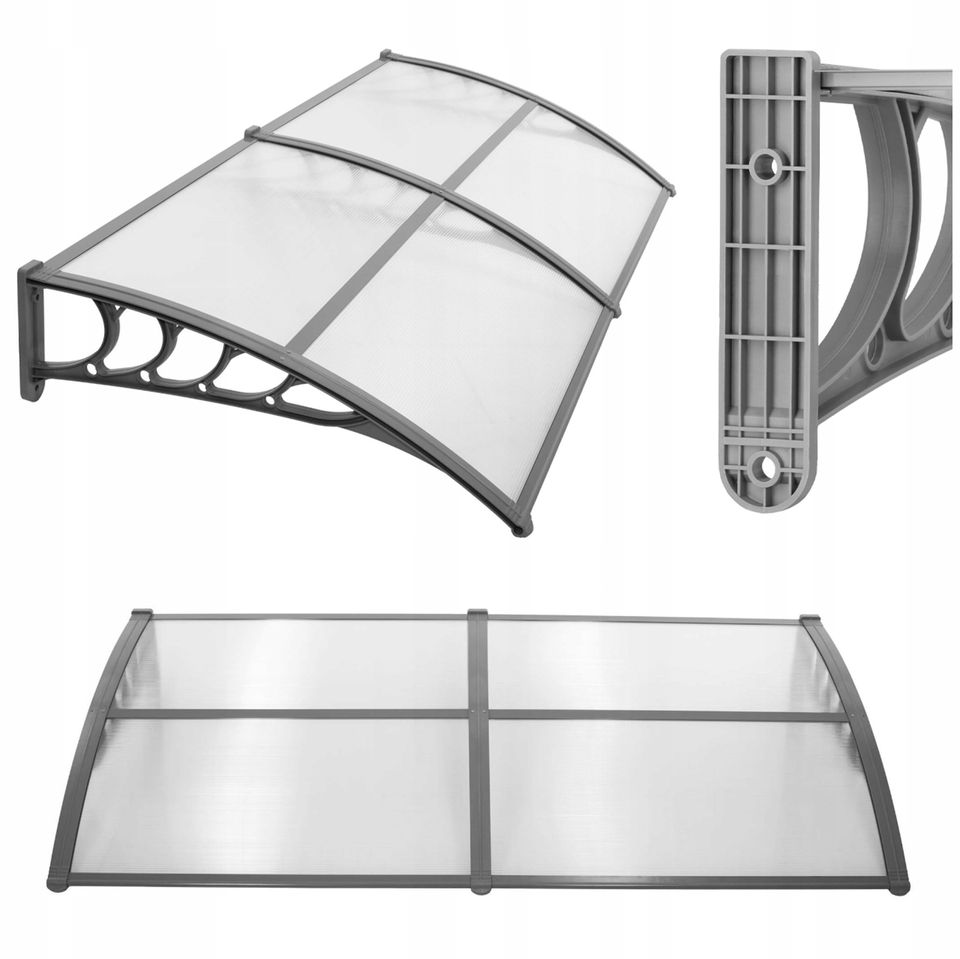 Stříška Nad Dveře Alu Zastřešení Polykarbonát 100 x 200 cm Vstupní Obloukový Klime