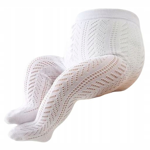 BIAŁE Rajstopy ażurowe dziewczęce 6-12 mscy DZIEWCZYNKI NA CHRZEST ROCZEK