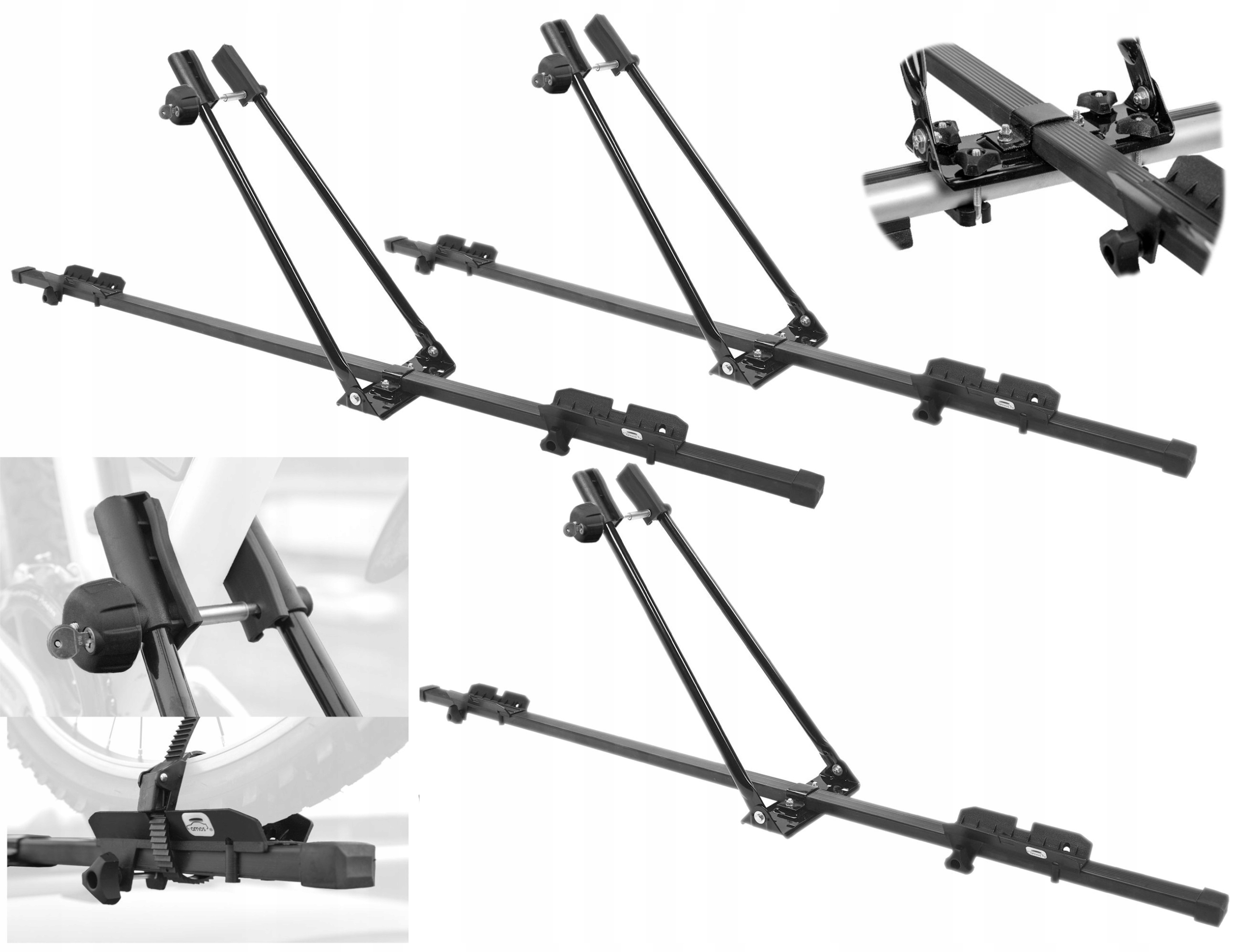 3 x Strešný nosič Držiak na strechu na bicykel, zámok na gombíku súčasťou balenia