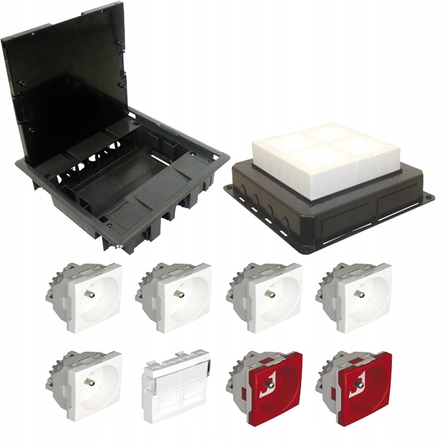 Floor Box 7x gniazdo z/u 2x RJ45 kat. 6 kaseta