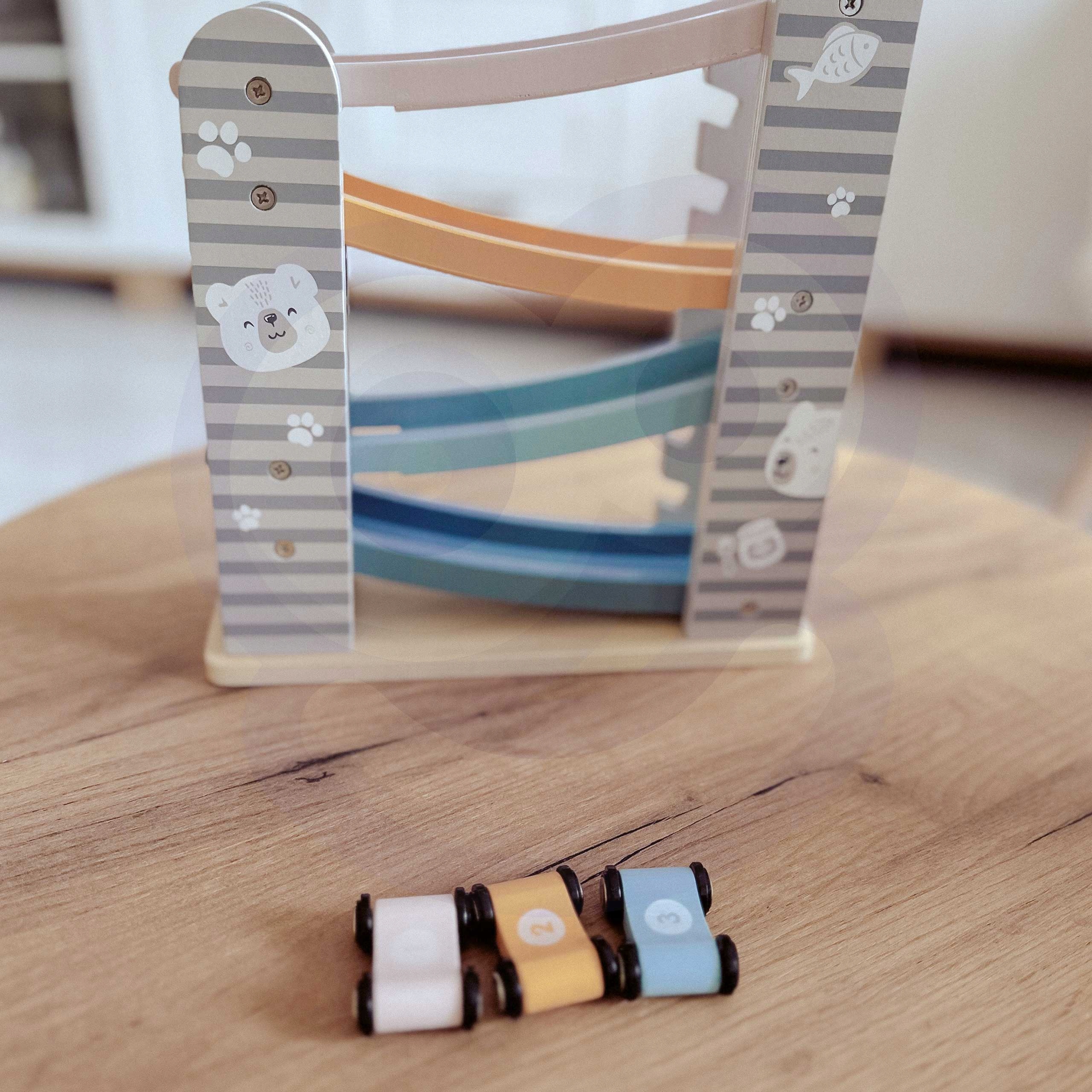 VIGA DREWNIANA ZJEŻDŻALNIA TOR DLA SAMOCHODÓW WYŚCIGOWY DZIECI AUTKA POLARB Marka Viga