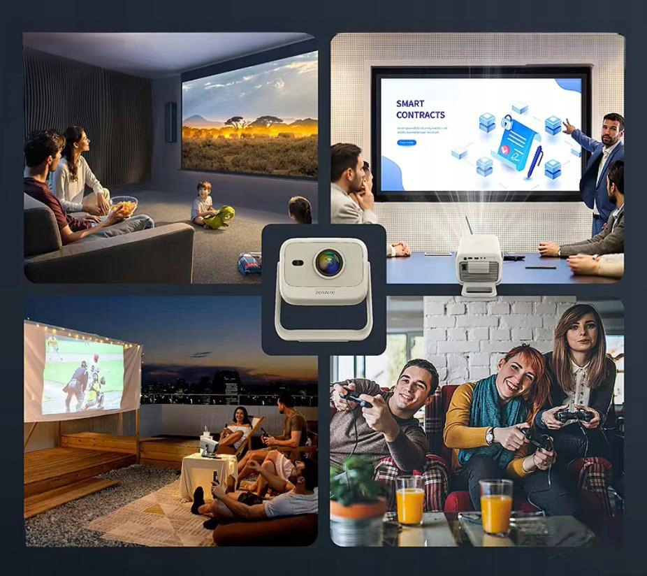 Mini Projektor Przenośny Android WiFi Rzutnik FULL HD 4K Telefon Bluetooth