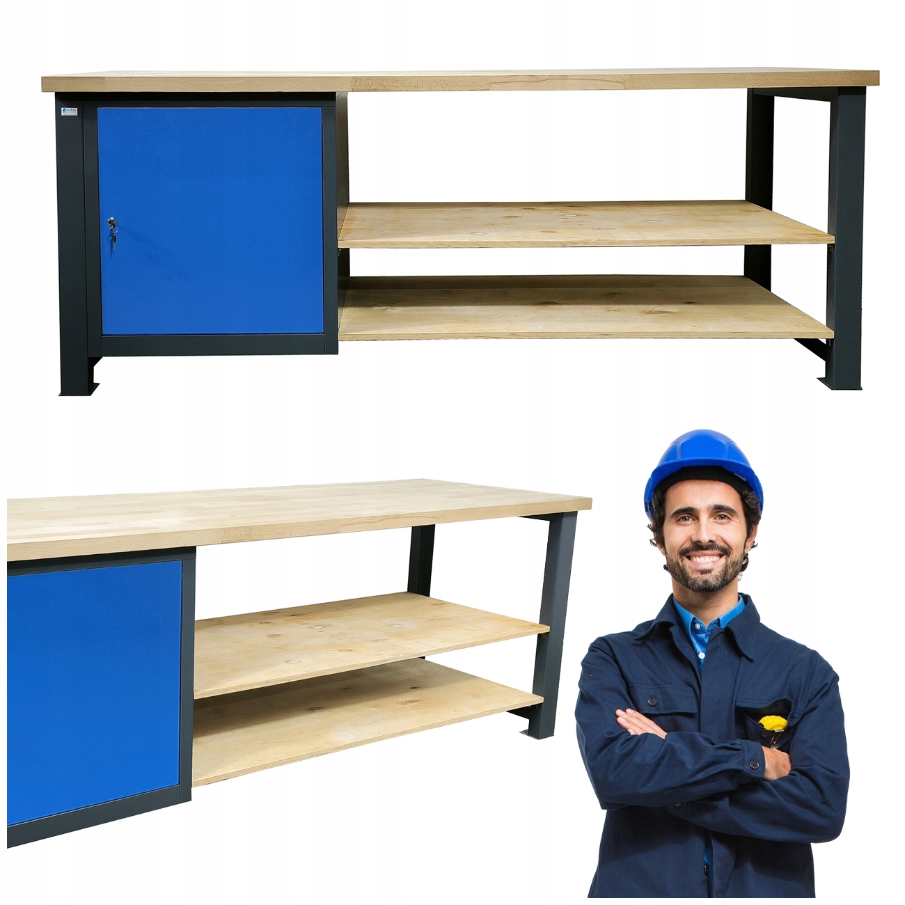 Pracovní Stůl Robustní Garážový, Silný Pro Dílnu 210X68X83 CM P-2151