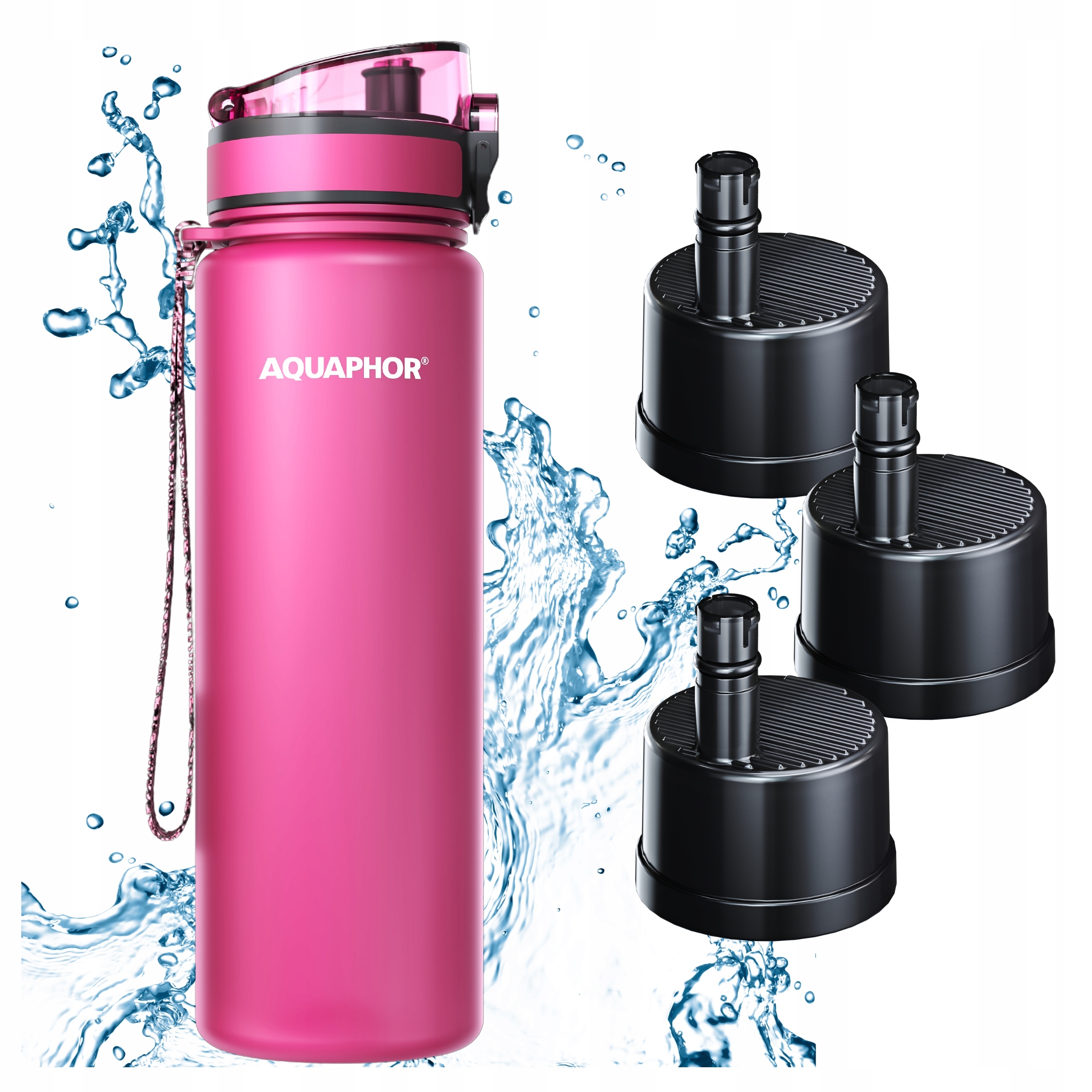 Filtrační láhev Filtr Lahev Na Pití Aquaphor City 800 ml Růžová Sada 3 náplní
