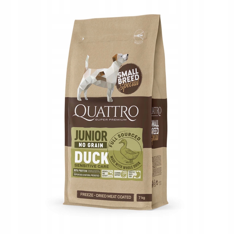Levně Quattro Kachna 7 kg Suché Krmivo pro mladé psy