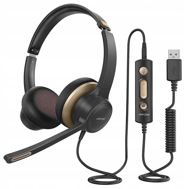 Mpow HC6 USB przewodowy zestaw słuchawkowy 3.5mm komputer nauszny