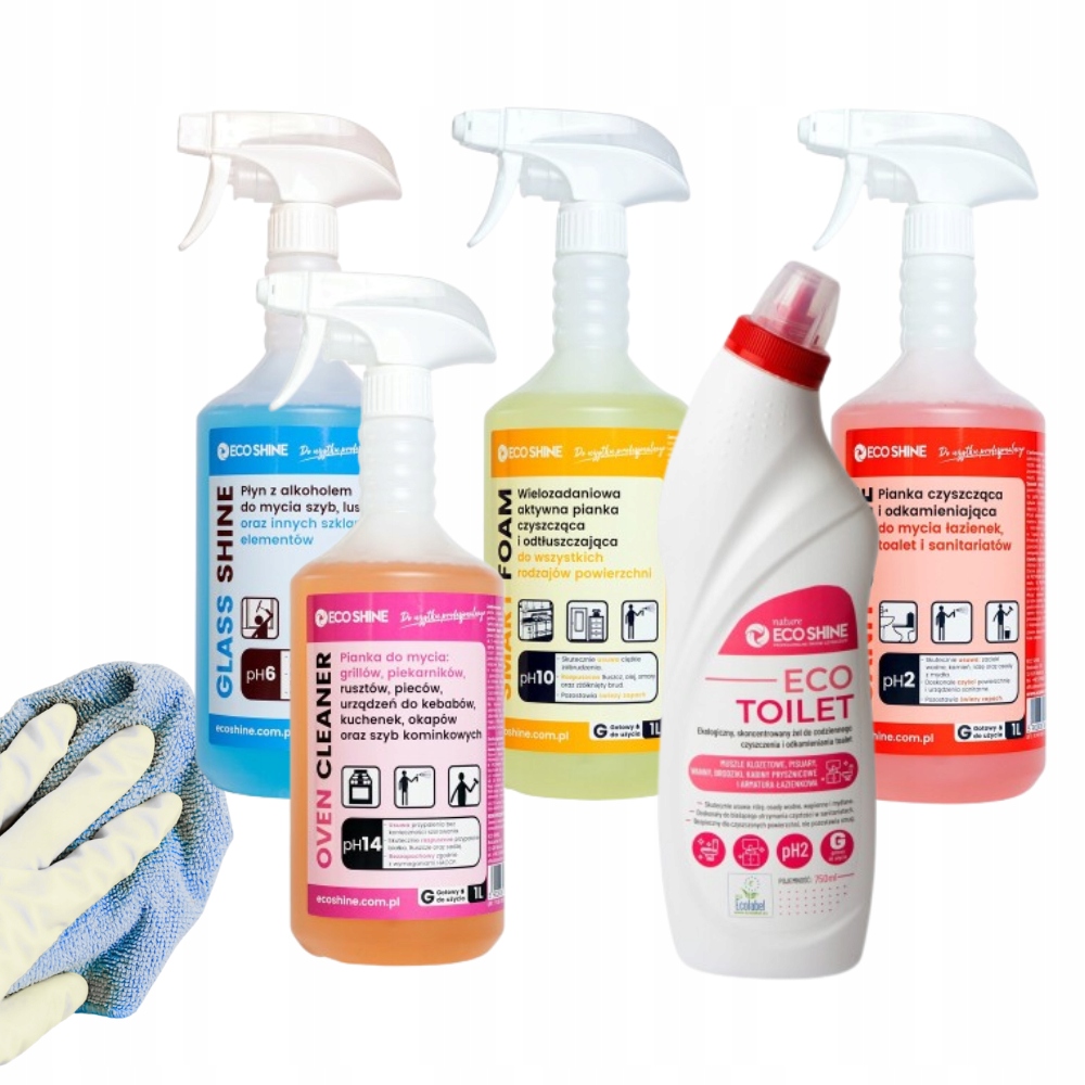Levně Sada čisticích prostředků Eco Shine Kuchyně, Koupelna, Sklo