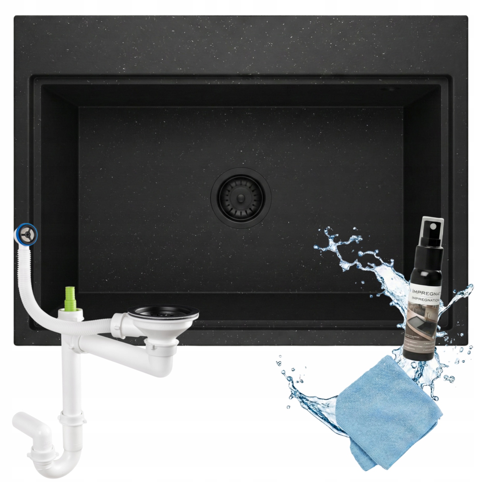 Granitový 1-KOMOROVÝ Škvrnitý Drez 68 x 49 CM Comfort XL Sada