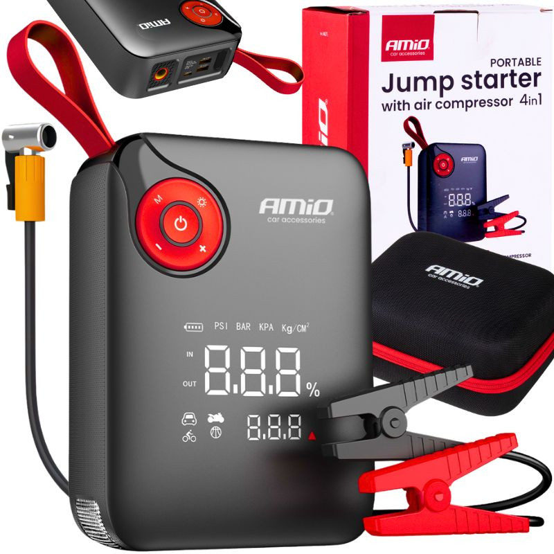 Štartovacie Zariadenie Booster Powerbank Kompresor 4W1 12V 7,2Ah Baterka
