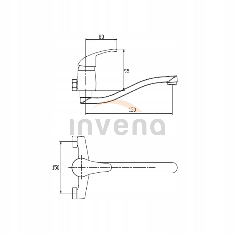BATERIA UMYWALKOWA ŚCIENNA MITRIS Rodzaj baterii Bateria umywalkowa