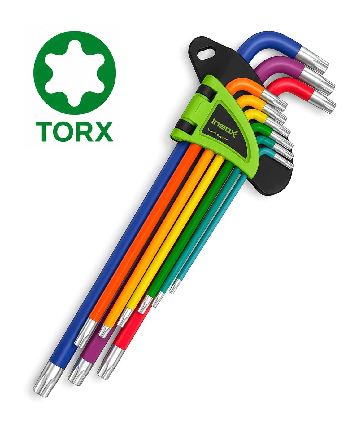 Klucze Imbusowe Torx Długie Kolorowe T10-T50 Stal S2 Hrc 9 Sztuk