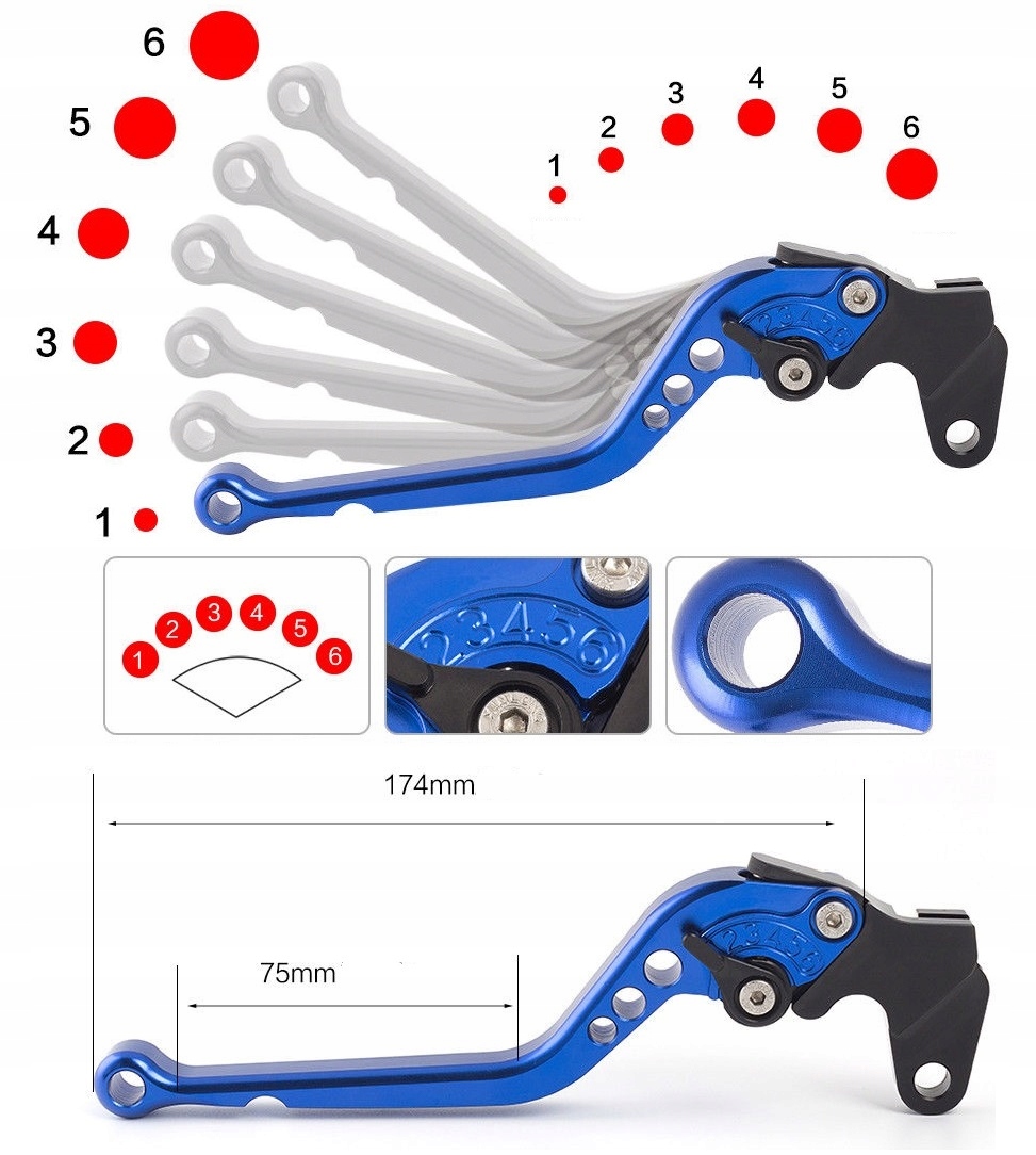 DŁUGIE Klamki Sportowe, Dźwignie CNC, Suzuki GSX1300R, 99-07r. Stan opakowania oryginalne
