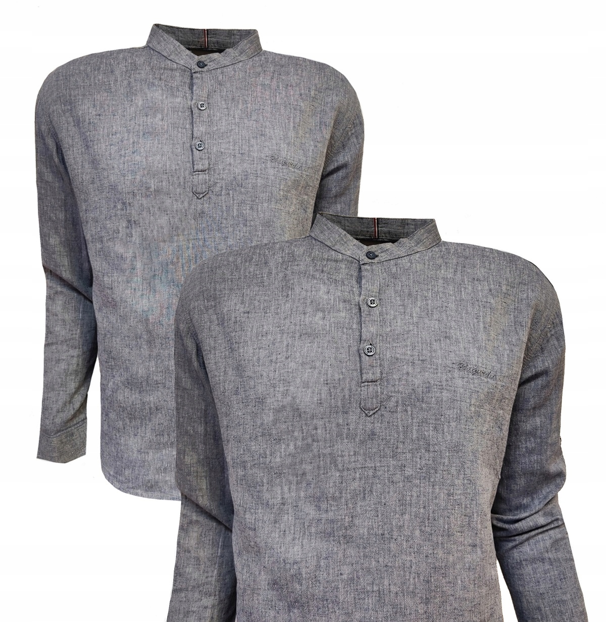 Lněná košile vzdušná letní se stojáčkem s knoflíkem Indigo 3XL Bagarda