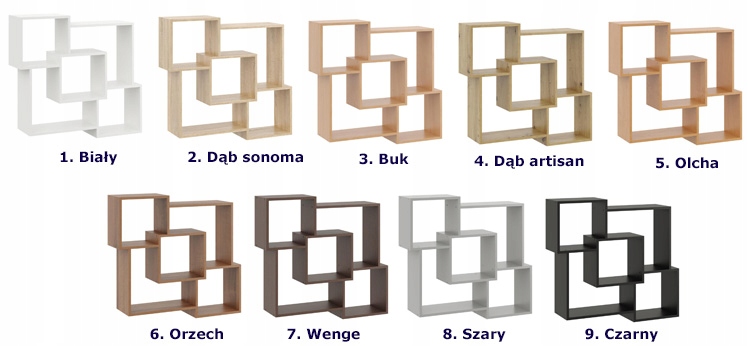 PÓŁKA ŚCIENNA REGAŁ NA KSIĄŻKI ZABAWKI = 9 KOLORÓW Kolekcja Elior