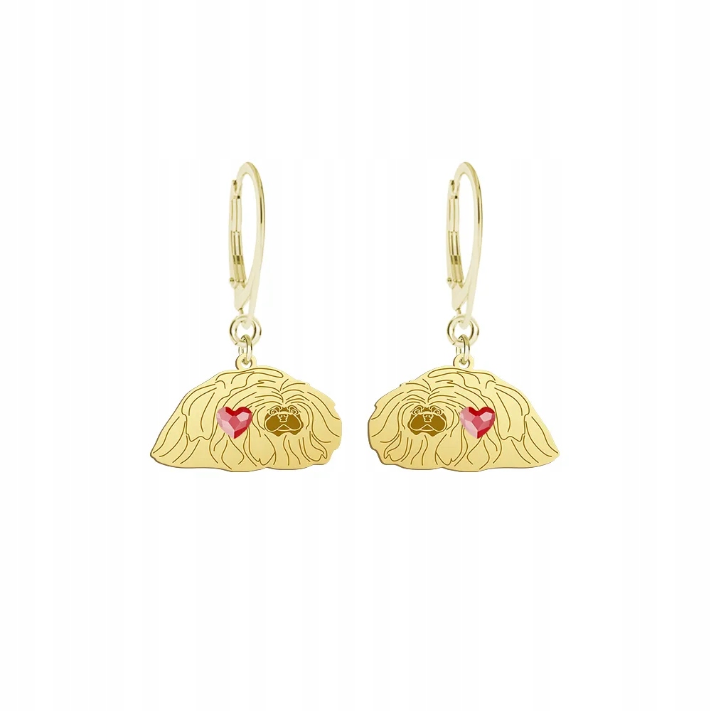 Náušnice Zlaté s pekingským psem 925 Šperky Ženy Dárek Gravírování