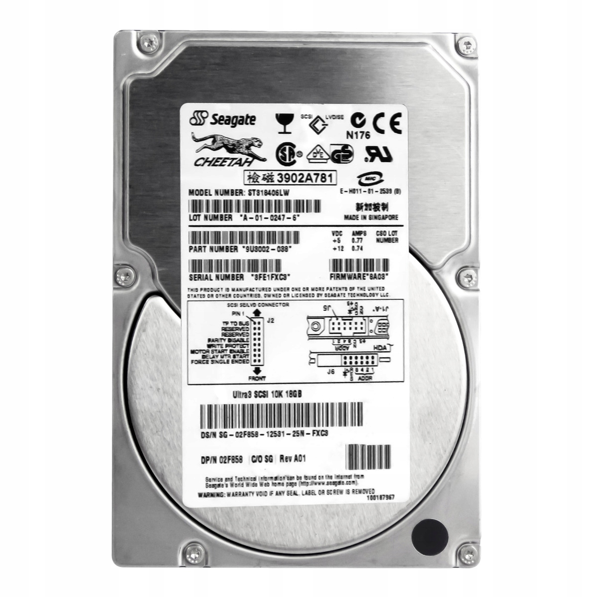 Dell 02F858 18.4GB 10K 4MB Scsi U160 3.5'' ST318406LW