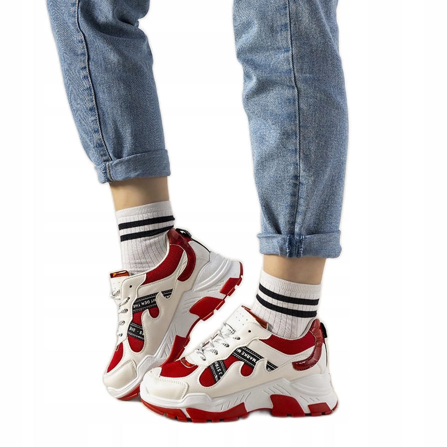 

Białe sneakersy z holograficznymi wstawkami r.39