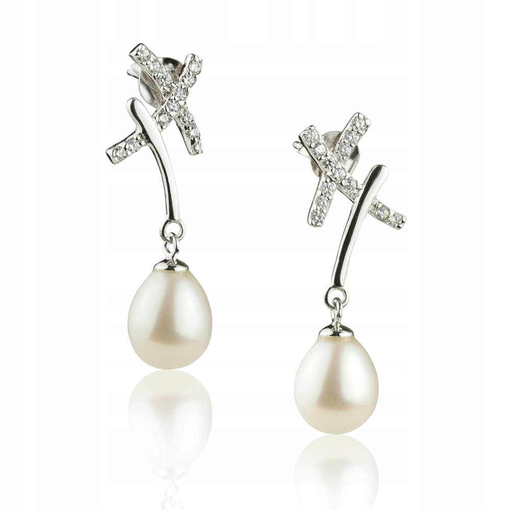 Lesklé Stříbrné Náušnice S Pravými Perlami