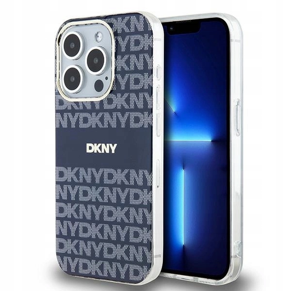 Pouzdro Dkny IML Mono & Stripe MagSafe pro iPhone 15 Pro modré