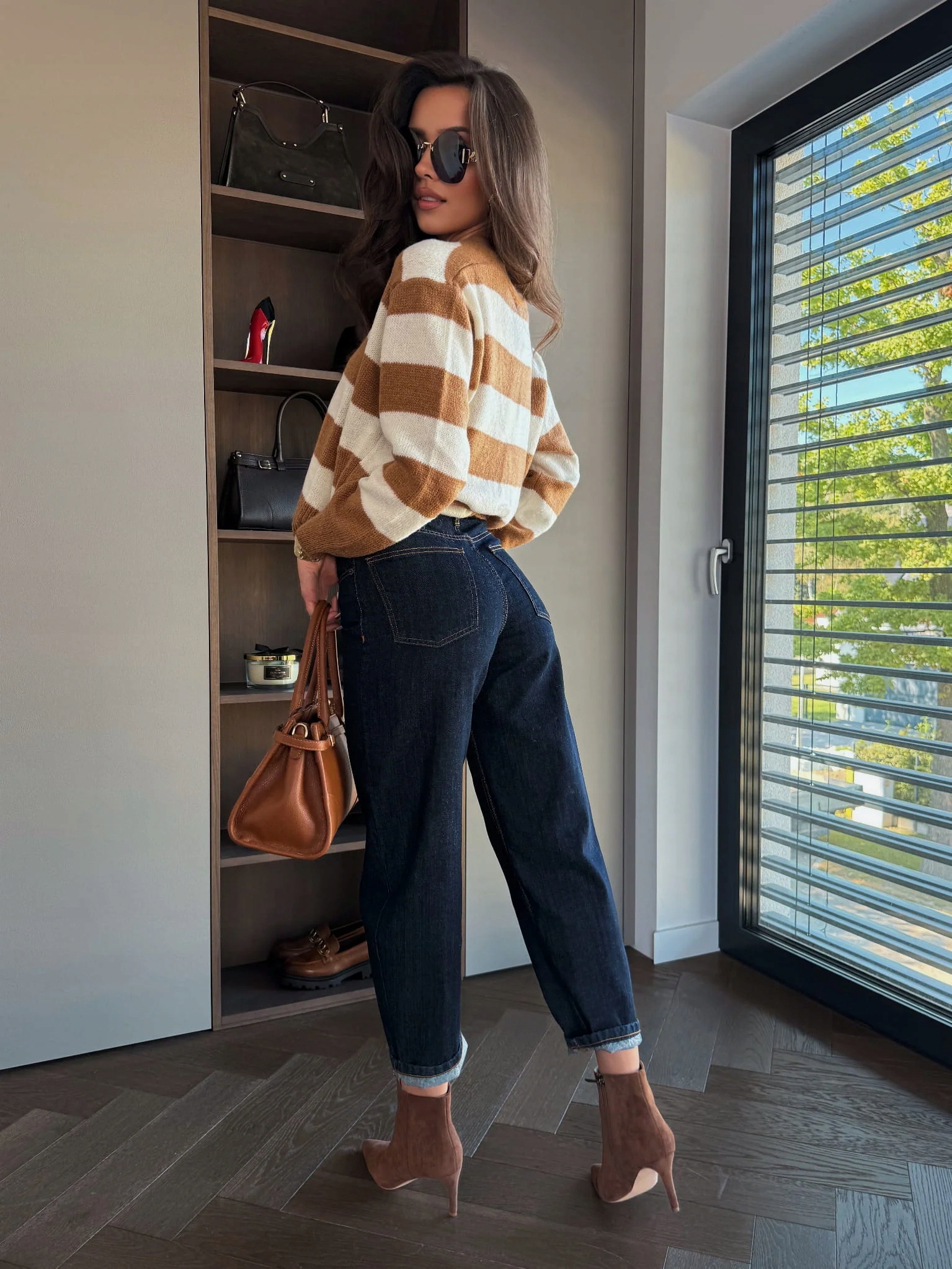 Džínové kalhoty Mom Fit Tmavě modré Ines XL