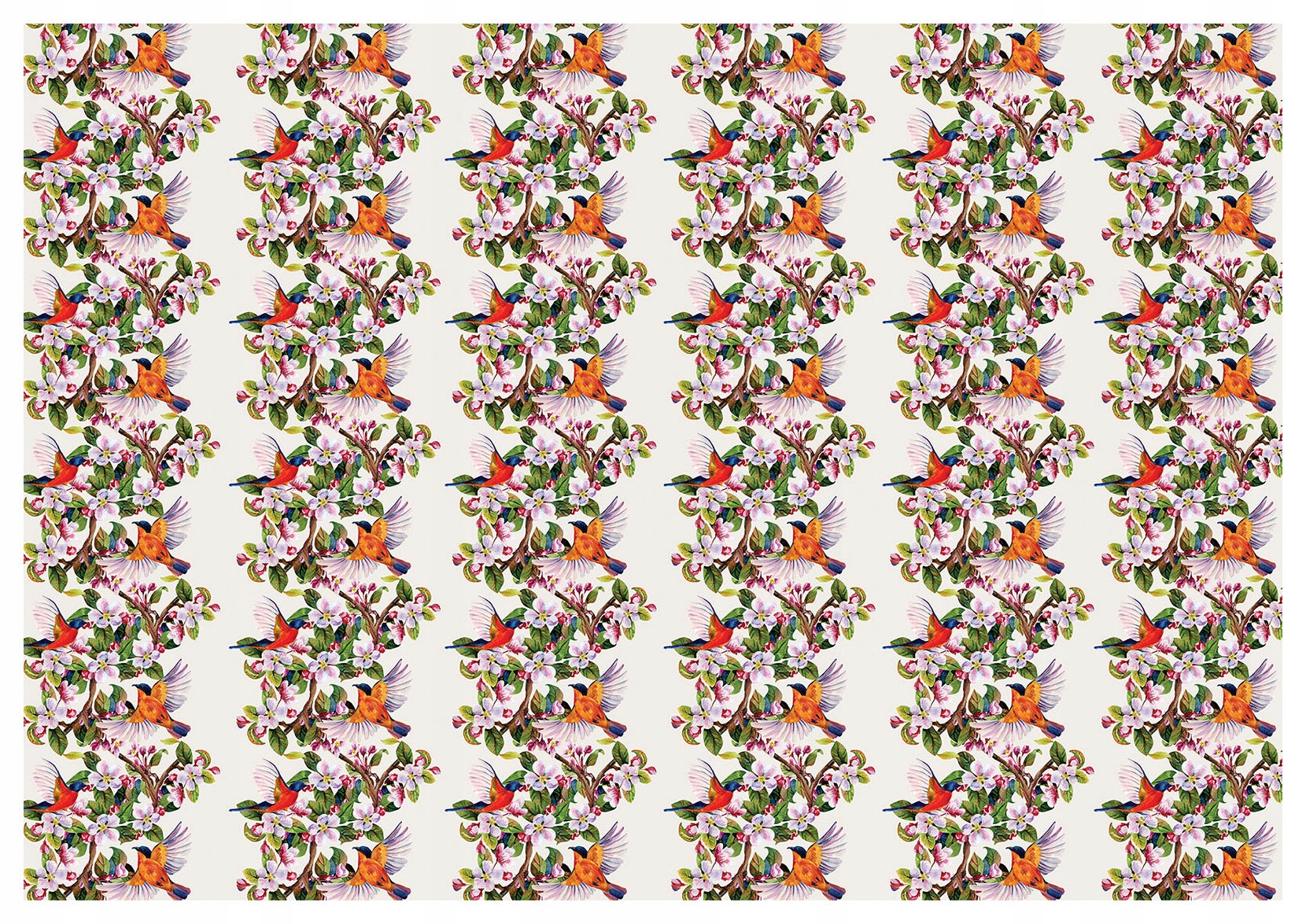 Vliesová fototapeta Kvety a Vtáky Jarné vzory 416x290 lepidlo