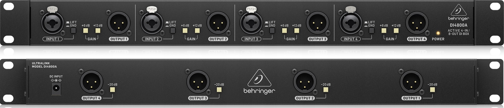 Behringer DI4800A – 4-kanálový aktívny DI-box, booster a lineárny izolátor