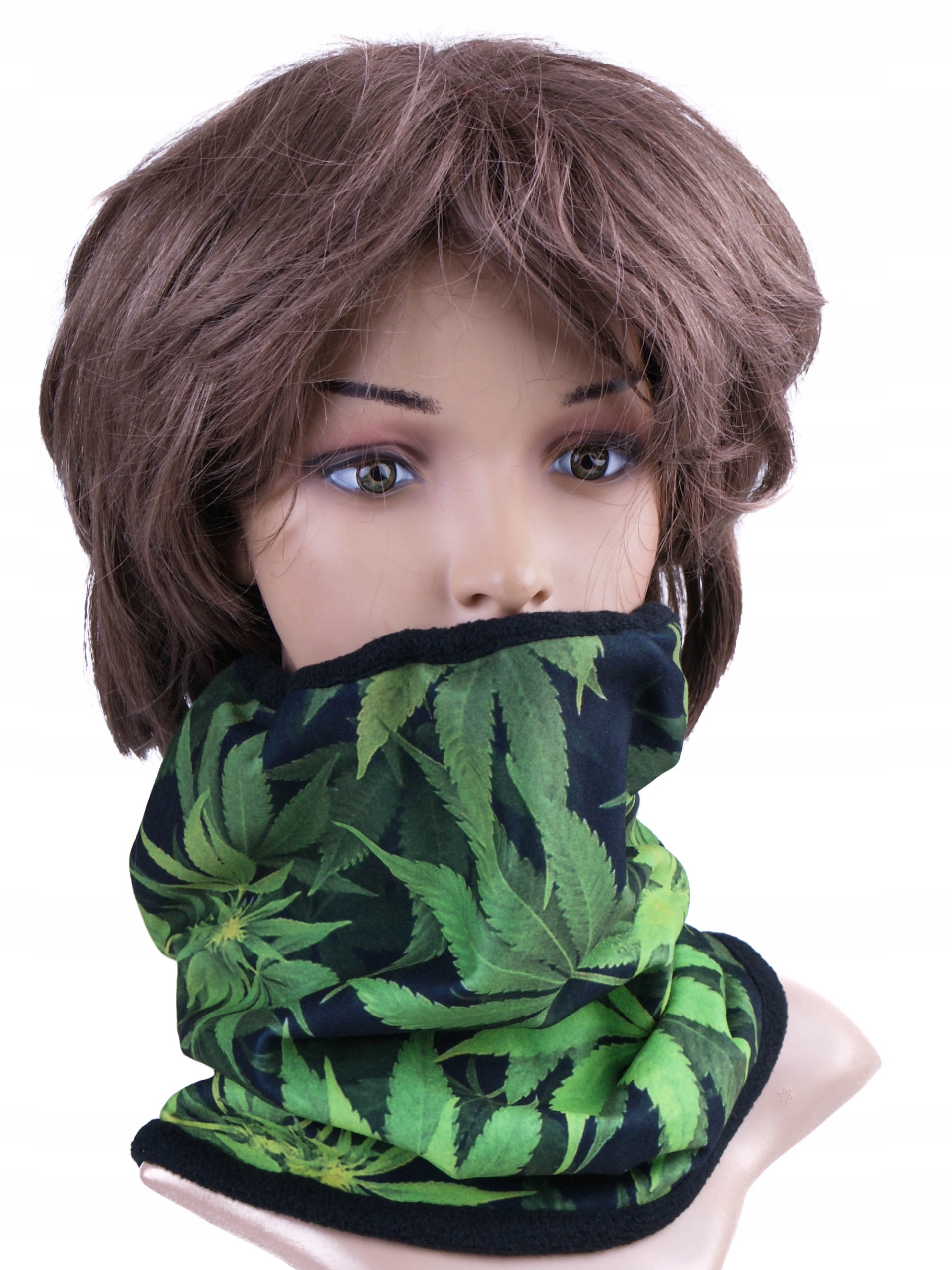 KOMIN LIŚĆIE CZARNY ZIELONY OCIEPLACZ POLAR CIEPŁY Długość 40 cm