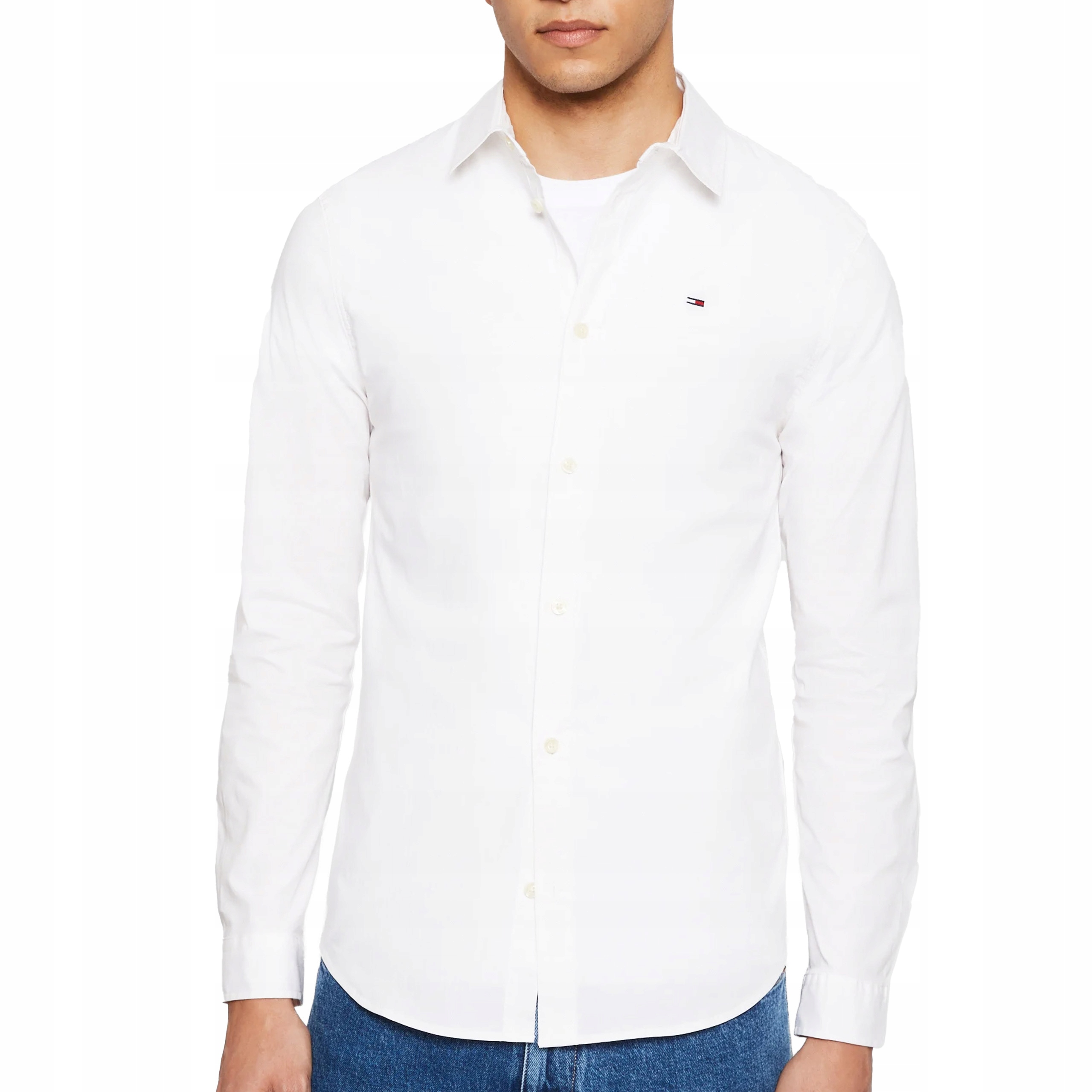 Koszula męska Tommy Slim Linen Cotton Shirt MW0MW17646 100