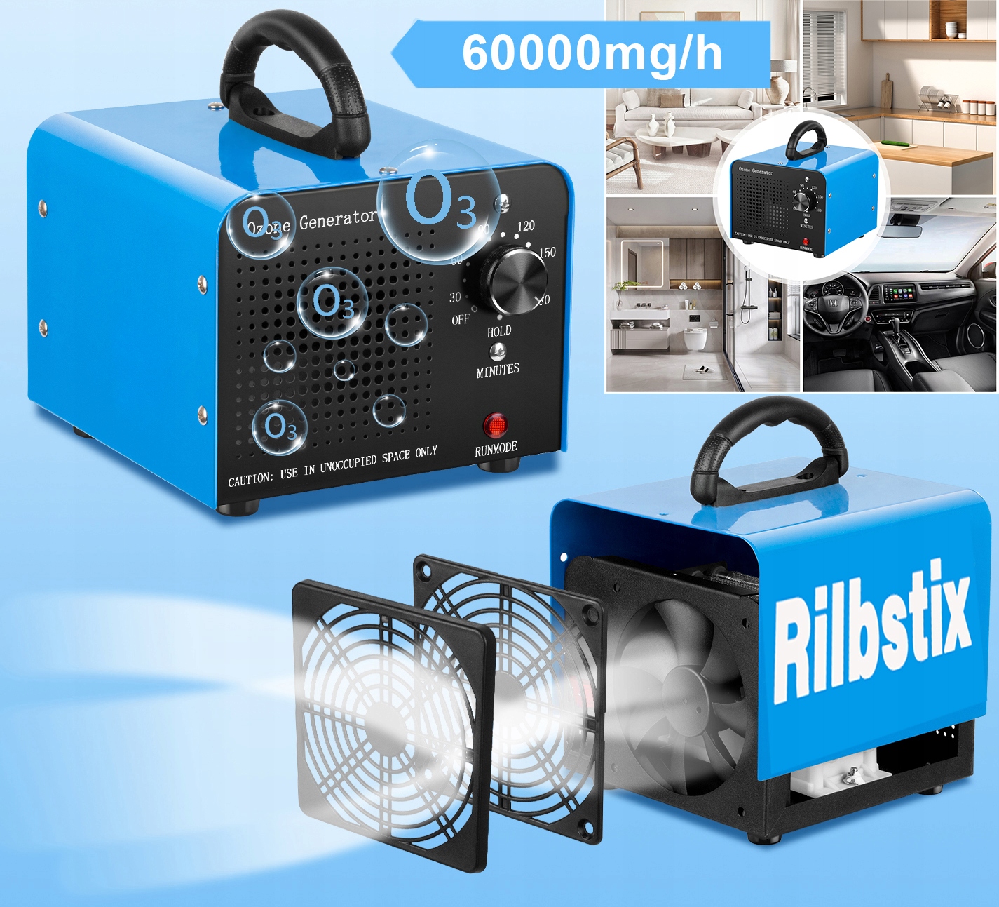 GENERATOR OZONU OZONATOR PROFESJONALNY 60000mg/h Marka Rilbstix