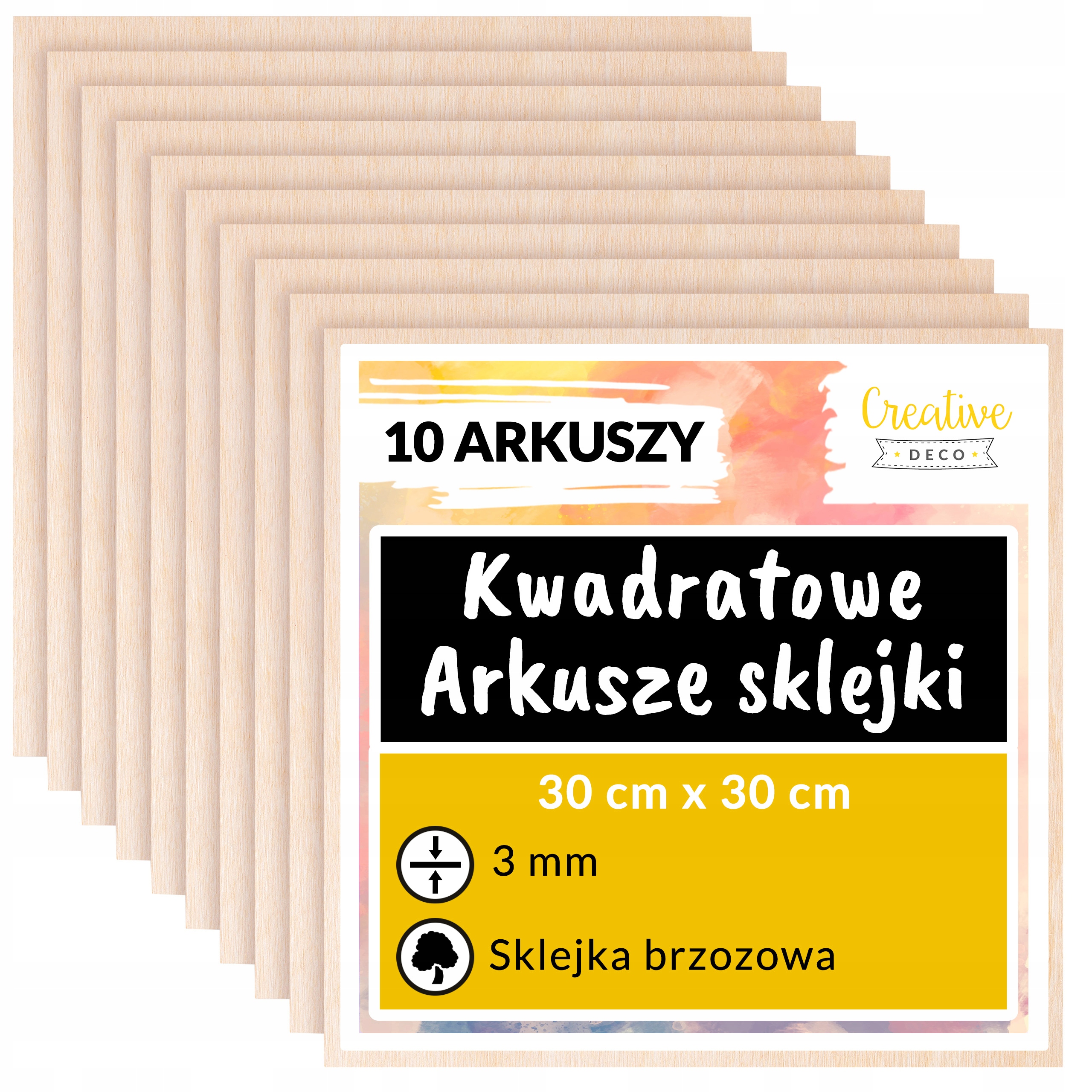 Překližková deska 3 mm pro řezání laserem pro gravírování dekorací 30 x 30 cm 10 Ks