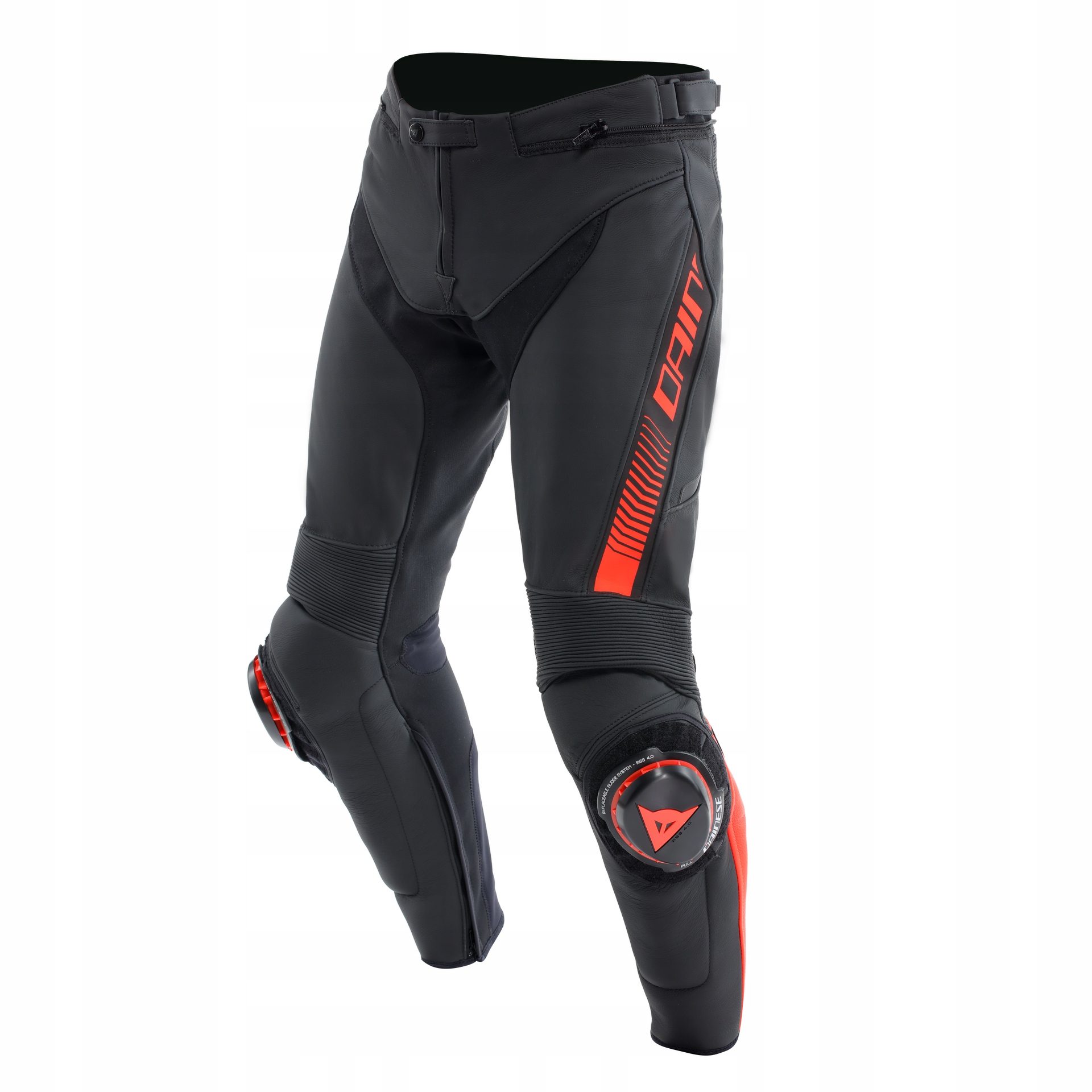 Kožené nohavice Dainese Speed Čierno/červené-Fluo 46