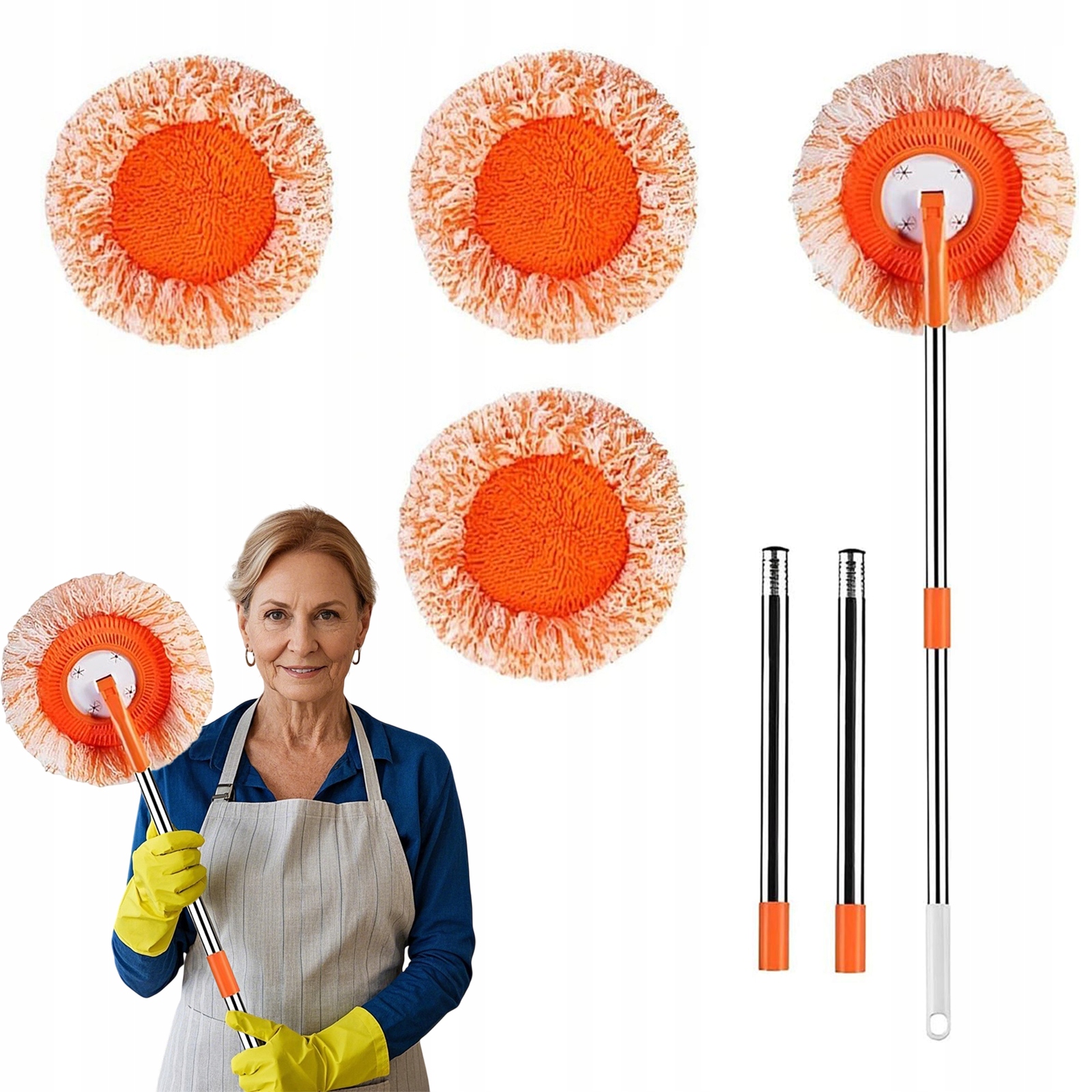Levně Rotační Mop Nastavitelný O 360 Stupňů Pro Čištění Podlah, Sada S Mopem